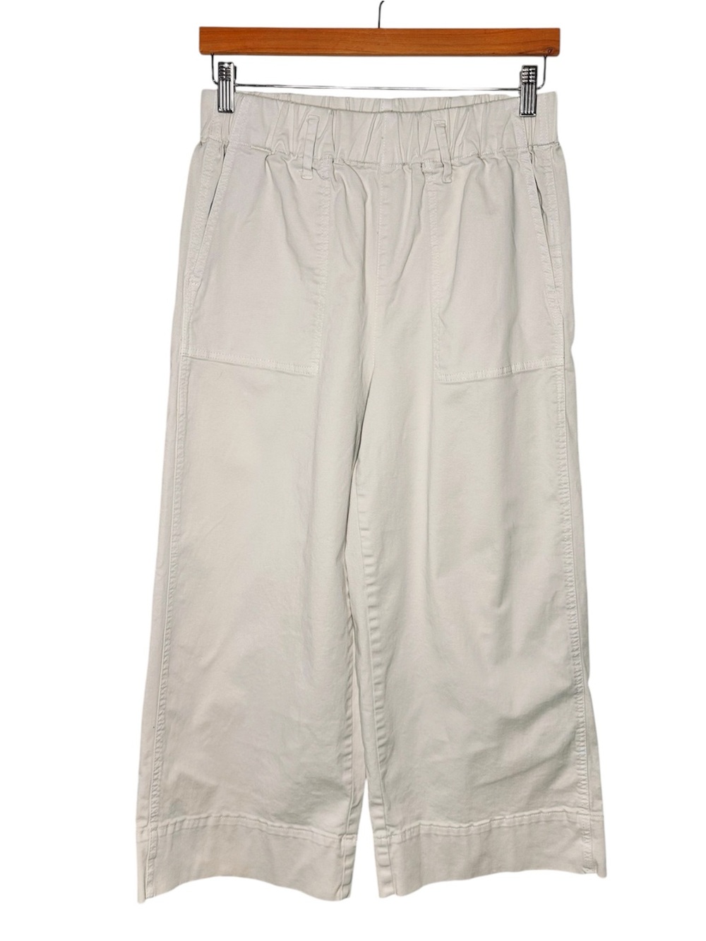 J. Crew Re-Imagined Wide Leg Cropped Pants SZ Medium Petite Stretch Cotton Khaki